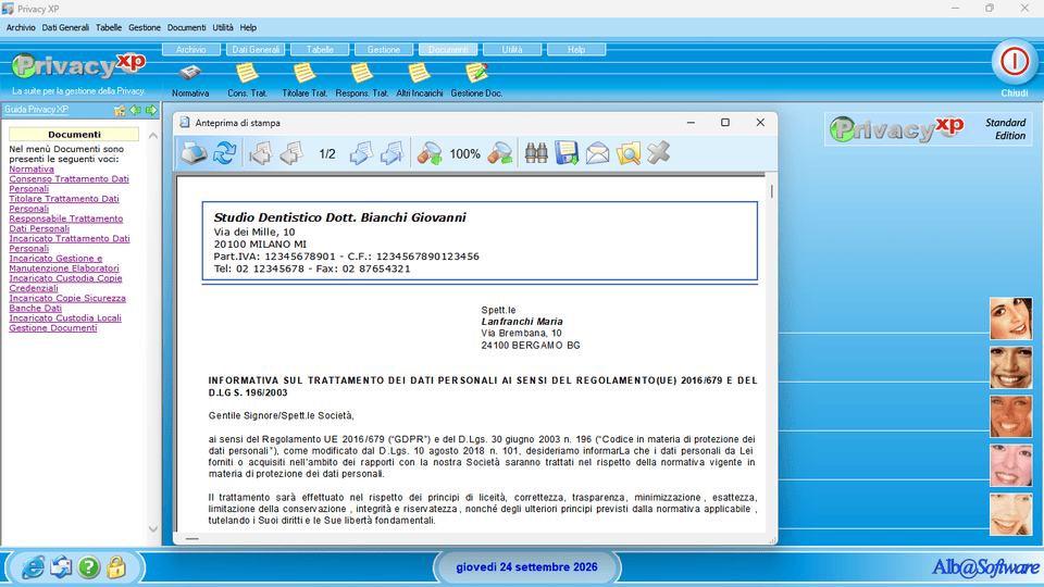 Documentazione privacy generata da Privacy XP